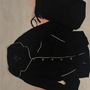 Cozy Earth Black Button Down Long Sleeve and Pants Set